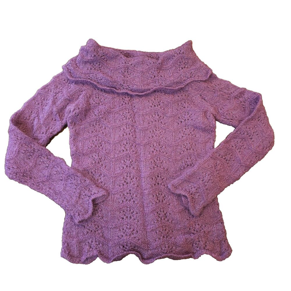 LOFT y2k fairycore knit sweater size m purple sparkle romantic shimmer top